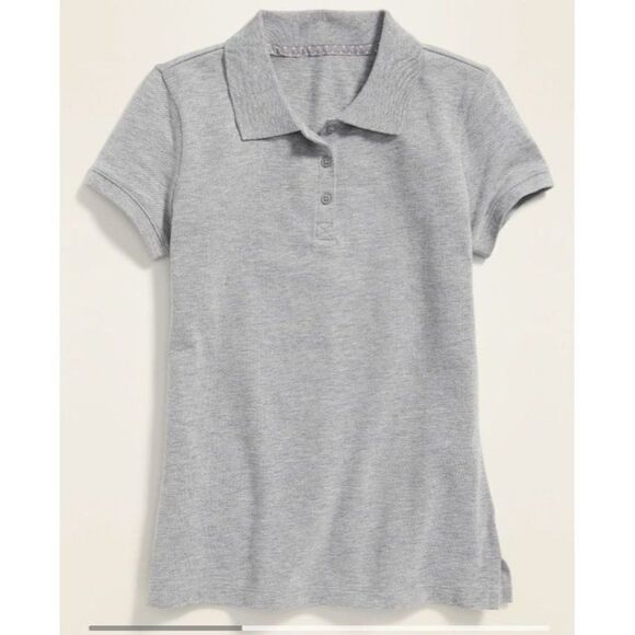Uniform Short-Sleeve Pique Polo for Girls, in Grey Size 10-12 - Picture 1 of 3